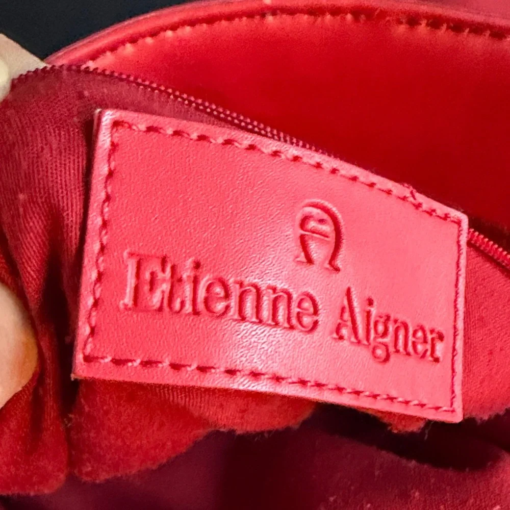 Etienne Aigner Red Logo Satchel Handbag & Matching Wallet Set Y2K